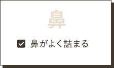 鼻：鼻がよく詰まる