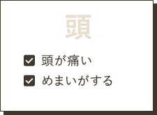 頭：頭が痛い・めまいがする